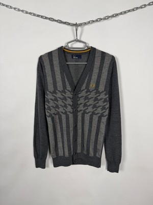 Men s Fred Perry Wool Cardigan Button Up Pullover Sweater Size S