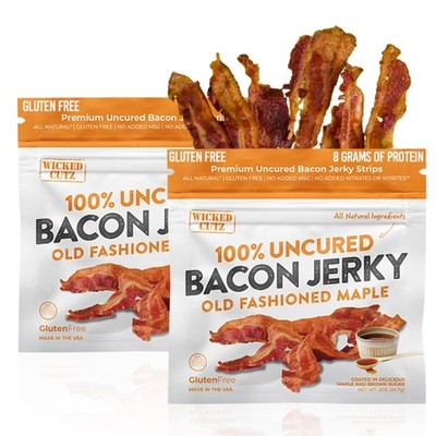 Wicked Cutz Old Fashioned Maple Bacon Jerky Candied Jerky with 16g Protein Pe...
