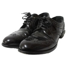 DOLCE&GABBANA Leather Studded Wingtip Dress Shoes Size 35 Black Women USED