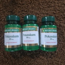 Natures Bounty Potassium 99mg 100 Caplets 3 Pack Dietary Supplement Brand New