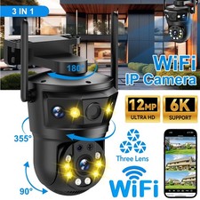 Kamera Überwachung Aussen,12MP 3 Objektiv Überwachungskamera Outdoor Nachtsicht