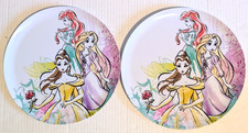 2 Zak Designs Disney Princess Melamine 10" Dinner Plates Ariel Belle Rapunzel