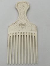 Vintage Goody Large Hair Pick Ivory White Faux Croc Skin Comb made in U.S.A