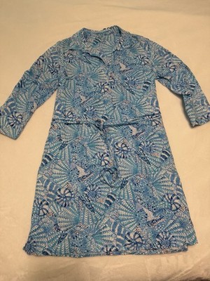 Lilly Pulitzer Pilar Linen Tunic Dress In Amalfi Blue By The Seashore Medium