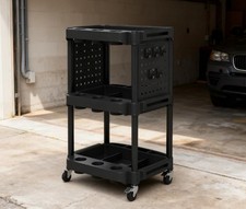 Rolling Tool Cart with Shelves Plastic Utility Cart for Garage Workshop