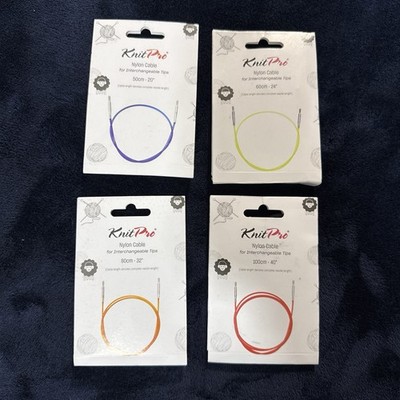 Lot Of 4 KnitPro Interchangeable Needle Colored Cords- 20'' 24'' 32'' 40''