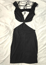 NEW Forever 21 LARGE Cutout O-Ring Bodycon Mini Dress BLACK NWT