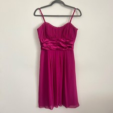 Democracy Fuchsia Chiffon Pleated Cocktail Dress Empire Waist Party Dress Size 6