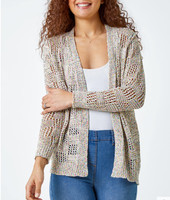 Roman Tape Knit Cotton Blend Cardigan - Size 18