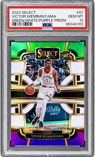 2023 Panini Select Victor Wembanyama #87 Green White Purple Prizm RC PSA 10