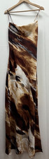 Size 10 ISIF brown marble print maxi slip dress with adjustable straps
