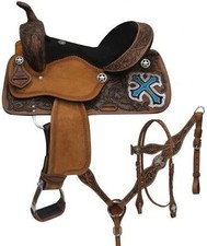 Horse Saddle Western Leather Barrel Racing Racer Trail Tooled Carved Equestrian