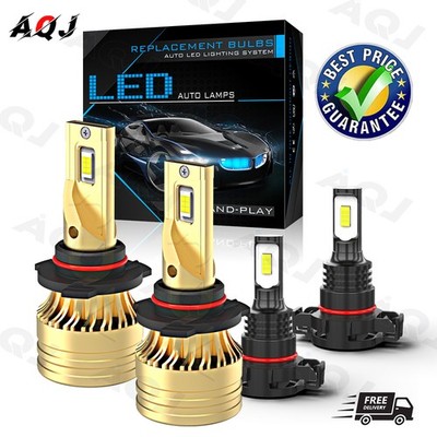 For GMC Sierra 1500 2500 2014 2015 4x LED Headlight High Low Bulbs + Fog Light