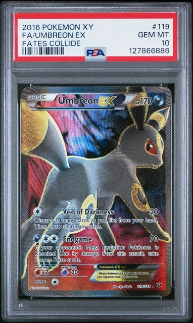 2016 POKEMON XY FATES COLLIDE #119 FULL ART/UMBREON EX PSA 10