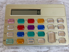 Vintage 80s 90s Gem Desktop Pocket Calculator Gemstone Jewel Clear Bezel WORKS