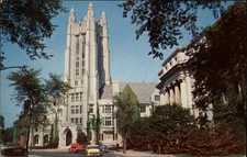 Strathcona Hall Yale University New Haven CT ~ truck yellow taxi 1950s cars