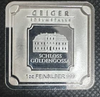 Beautiful Geiger 1 OZ Silver Bar .999 Fine Silver Geiger Edelmetalle Square