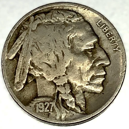 1927-P Buffalo Nickel 5C Fine (F) FULL DATE Philadelphia Actual Coin Shown -2134