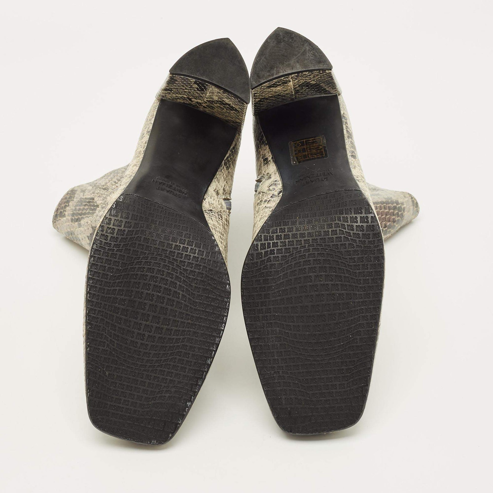 Stuart Weitzman Size 38 GreyBlack Python Embossed… - image 6