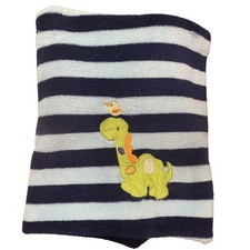 Baby Starters Baby Blanket Dinosaur Bird Fleece Blue Aqua Stripe Security Lovey