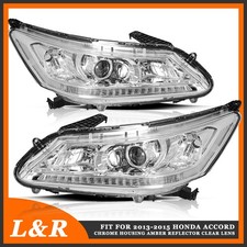 For 2013-2015 Honda Accord Sedan Chrome Clear Headlights Assembly Wo Led Drl For 2013-2015 Honda Accord Sedan Chrome Clear Headlights Assembly Wo Led Drl
