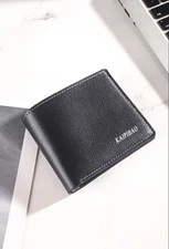 Simple and short men's business ultra-light pu soft leather lychee pattern multi