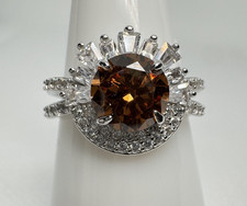 Size 8 Bomb Party Ring - Rbp6382 The Sterling Club - Brown Tourmaline Cubic Zir