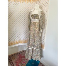 Rare 70s Gunne Sax Lace Hood Floral Prairie Maxi Dress Size 9