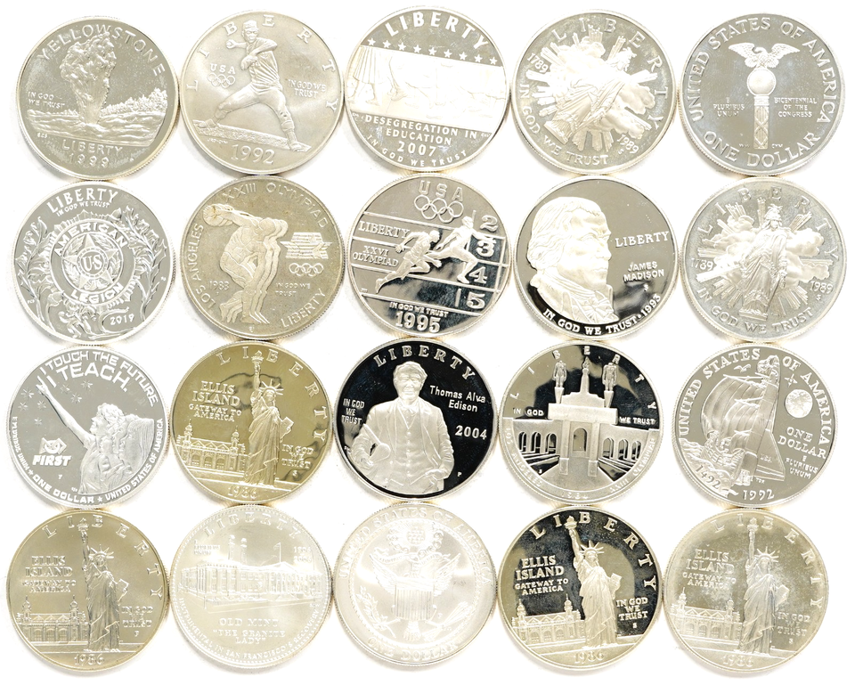 Lot of 20 U.S. 90% Silver Commemorative Silver Dollars | eBay