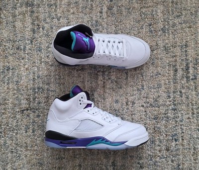 NEW 2025 NIKE AIR JORDAN V 5 WHITE EMERALD GRAPE GS [HQ7980-100] 7Y | 8.5 W