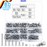 680 StüCk M4 Schrauben Set, Sechskantschrauben Muttern Set, Gewindeschrauben Mit