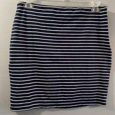 KENAR Navy White Striped Knit Straight  Pencil Skirt Size 10 Regular RN 96092