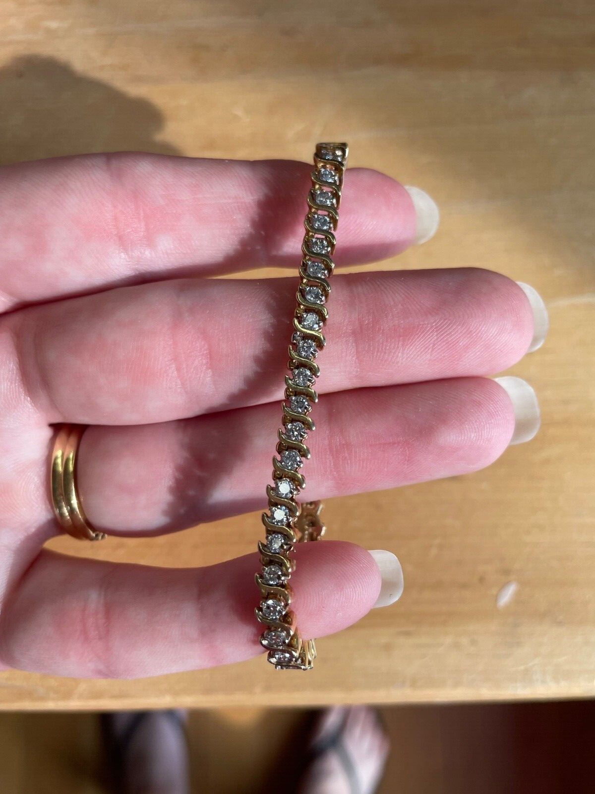 14k yellow gold ladies diamond tennis bracelet eBay