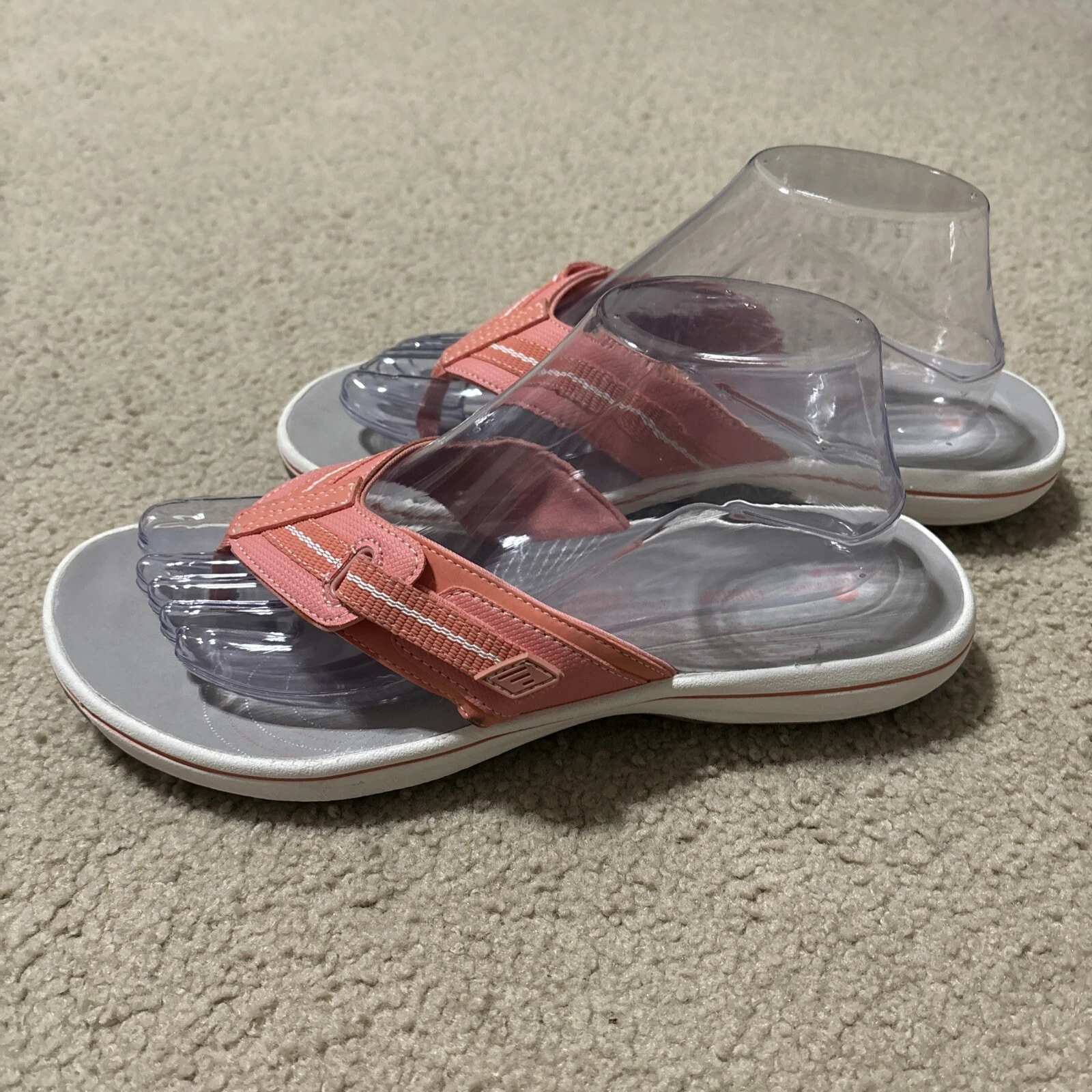 CLARKS NUOVI Sandali Cloudsteppers Donna Cloudsteppers Brinkley Jazz Corallo Bianco Sintetico 9M