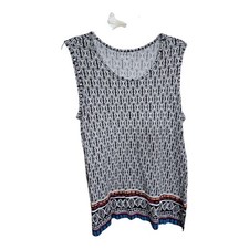 Kim Rogers Womens  XL  Sleeveless Top Bordered Edge Very Good Pre-owned