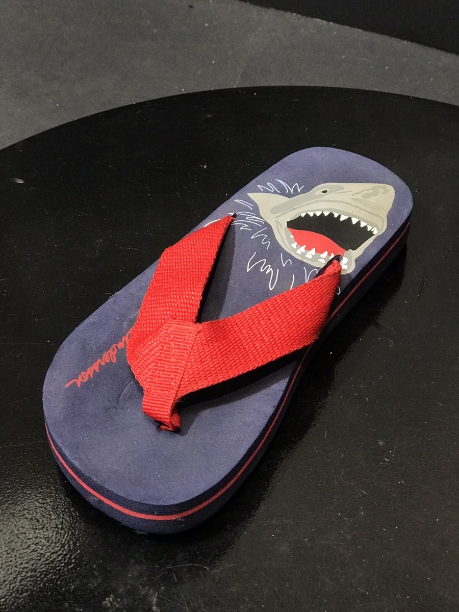 Hanna Andersson Liam Red/Navy Colorblock Thong Flip Flops Shoes