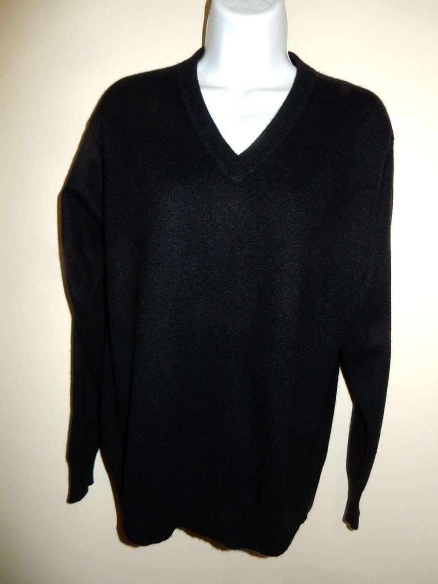 MEN'S WILSON 100% CASHMERE BLACK V-NECK LONG SLEEVE SWEATER S