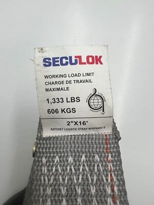 Seculok 2 Inch X 16 Foot Logistic Cam Buckle Cargo Strap With Spring E-Track Fittings - 6,000 Lb Strength