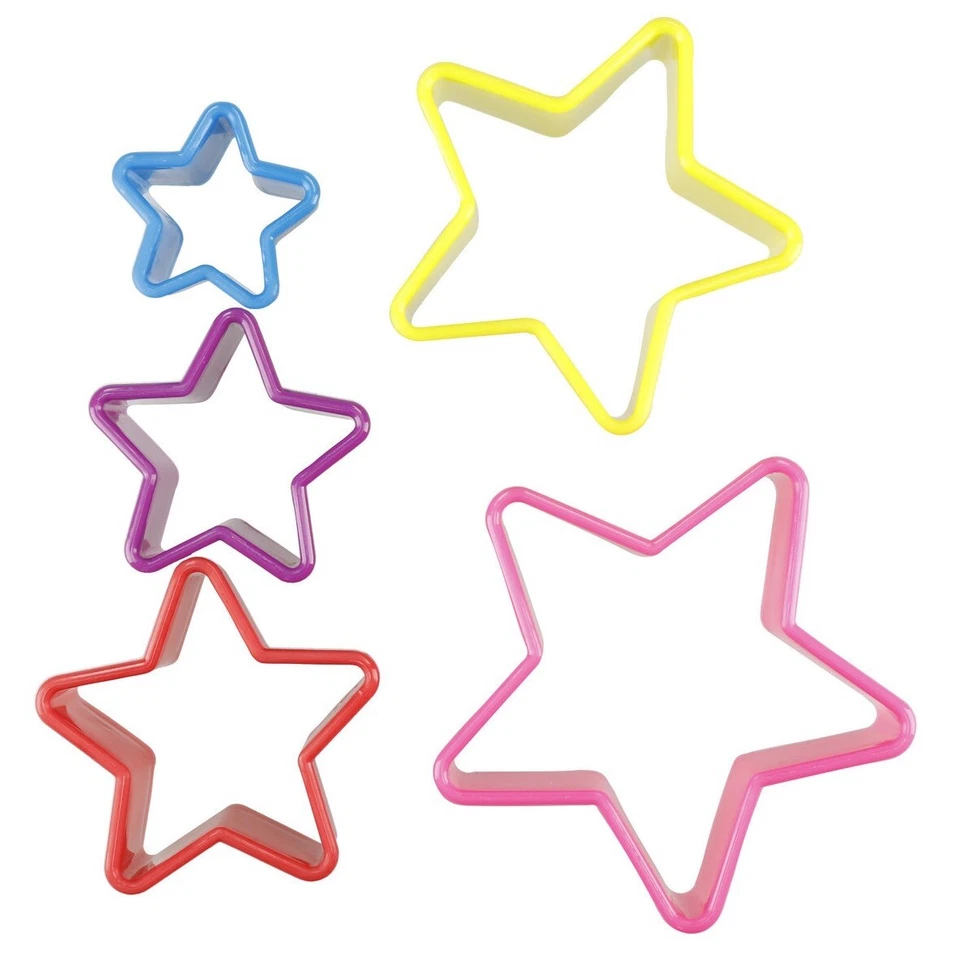 Star Cookie Cutters Set of 5 Cake Baking Cookies Pastry Biscuit Plastic Boxed - Image 3 of 4
