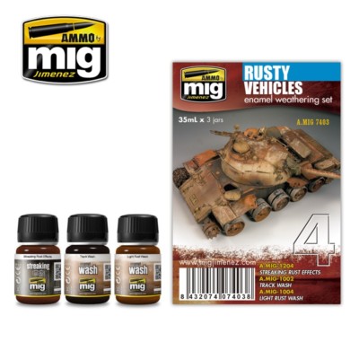 MIG AMMO 7403 ROSTIGE FAHRZEUGE EMAILLE TANK WITTERUNG LACK SET VON MIG JIMENEZ
