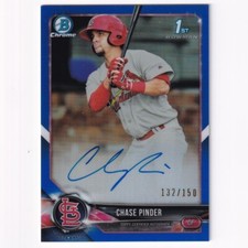 Chase Pinder 2018 Bowman Chrome Prospects Blue Refractor Auto Rookie 132/150