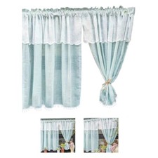 Light Blue Cafe Curtain for Privacy and Comfortable Sheer Yet Opaque Designing