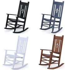 Patio Rocking Chairs Outdoor Wooden Rocker Lounger Recliner for Porch