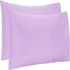 4 PCs Pillow Case Set 1200 TC 100% Cotton Lavender Solid Queen Size