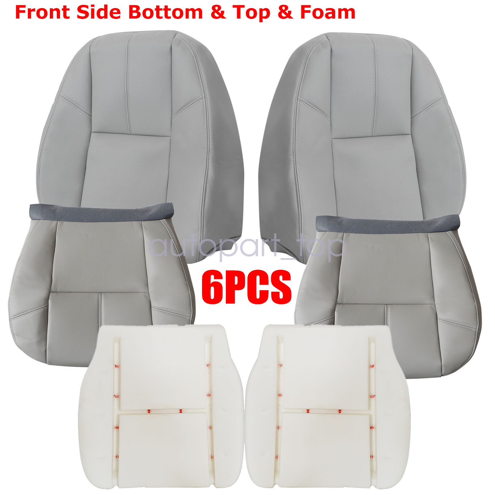 Dark Gray Leather Trimmed Seat Covers For 2003-2006 GMC Sierra 1500/2500/3500 HD - Front Seat Set