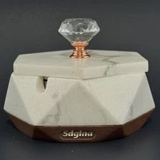 Ashtray with Lid Decorative Ash Tray Windproof Faux Marble Portable Sdgina