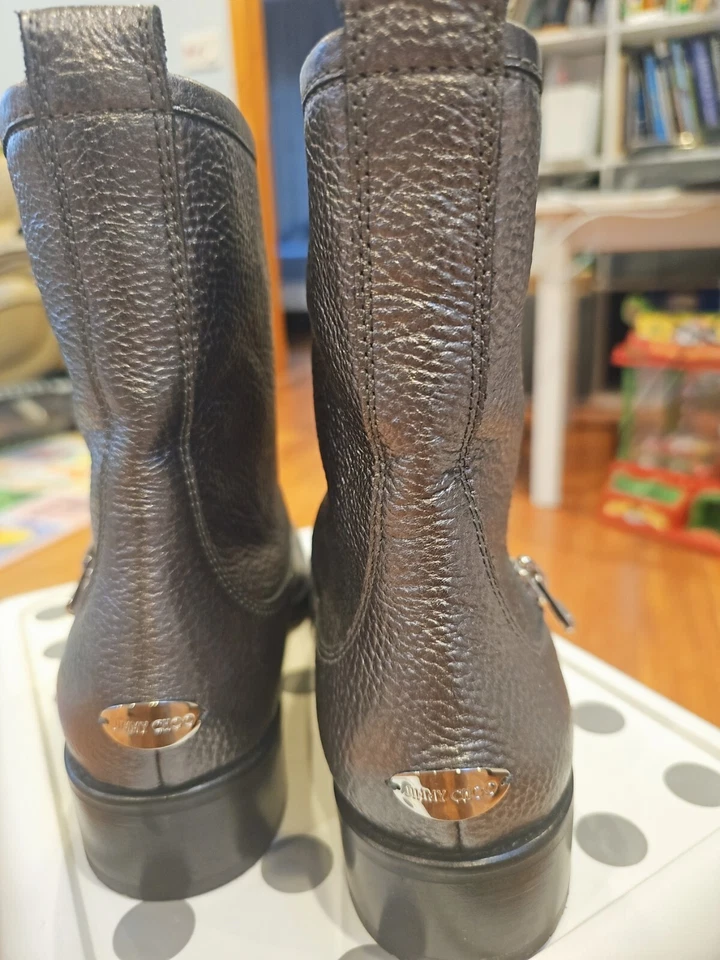Botín de motociclista Jimmy Choo Dondo astilla de cuero granulado metálico Foto 4 de 4