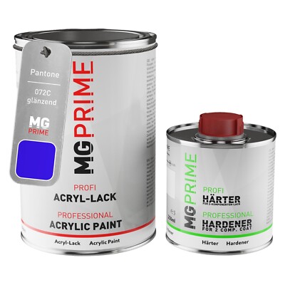 Pantone 072C Blue glänzend Acryl Lack 1,5 Liter 1500 ml Dose inkl. Härter