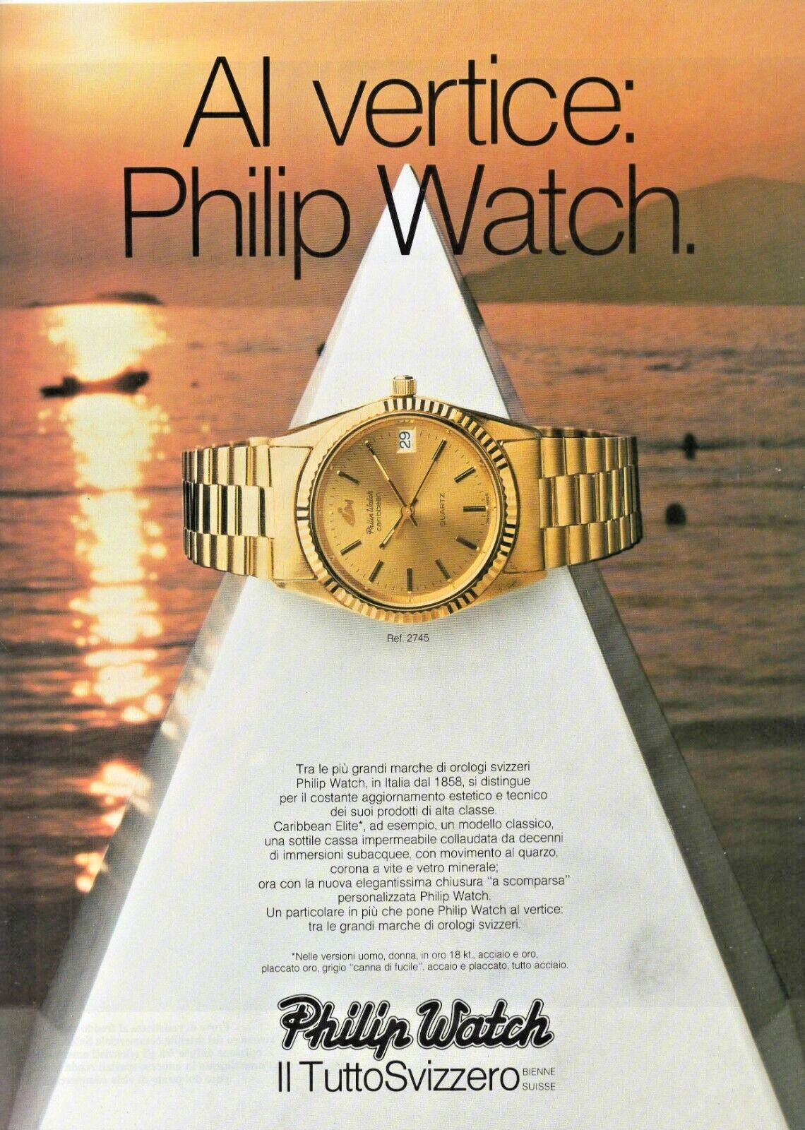 ADVERTISING ADVERTISING WERBUNG ITALIAN CLIPPING 1984 PHILIP WATCH WATCHES
