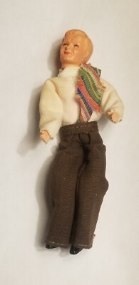 Vintage German Caco man male dad dollhouse doll molded hair